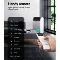 Devanti Portable Air Conditioner Cooling Mobile Fan Cooler Dehumidifier Window Kit White 3300W Air Conditioners Kings Warehouse