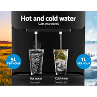 Devanti Water Cooler Dispenser Mains Bottle Stand Hot Cold Tap Office Black Kings Warehouse 
