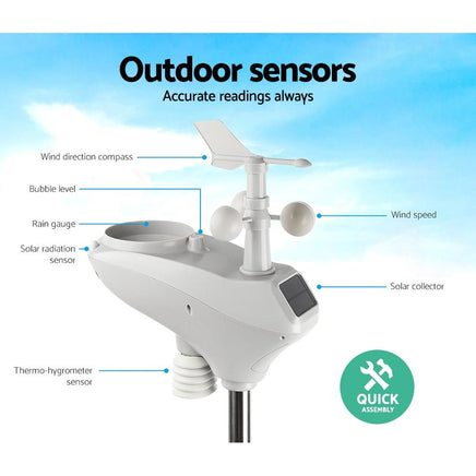 Devanti Wireless WiFi Professional Weather Station Solar Sensor LCD UV Light Others Kings Warehouse