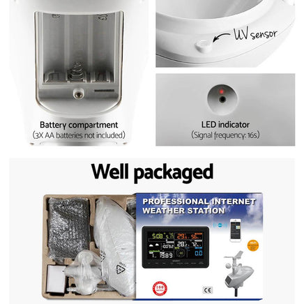 Devanti Wireless WiFi Professional Weather Station Solar Sensor LCD UV Light Others Kings Warehouse