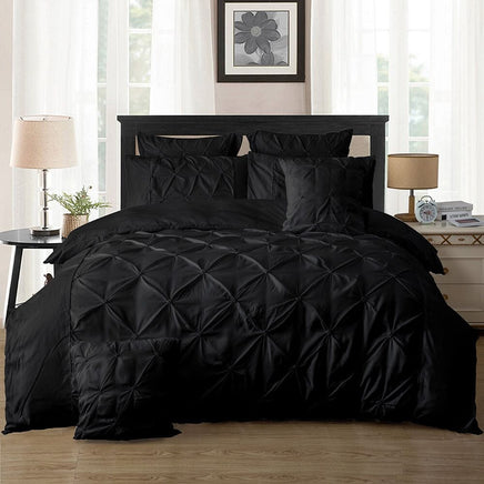 Diamond Pintuck King Size Black Duvet Doona Quilt Cover Set Kings Warehouse