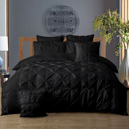 Diamond Pintuck King Size Black Duvet Doona Quilt Cover Set Kings Warehouse