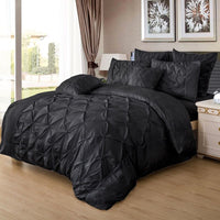 Diamond Pintuck Queen Size Black Duvet Doona Quilt Cover Set Kings Warehouse