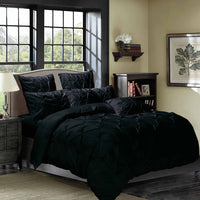 Diamond Pintuck Queen Size Black Duvet Doona Quilt Cover Set Kings Warehouse