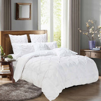 Diamond Pintuck Queen Size White Duvet Doona Quilt Cover Set Kings Warehouse