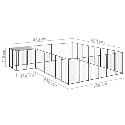 Dog Kennel Black 15.73 m² Steel Kings Warehouse