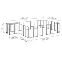 Dog Kennel Black 15.73 m² Steel Kings Warehouse