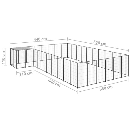 Dog Kennel Black 19.36 m² Steel Kings Warehouse
