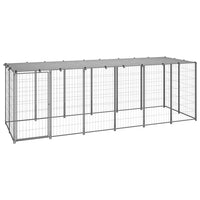 Dog Kennel Silver 330x110x110 cm Steel Coops & Hutches Supplies Kings Warehouse 