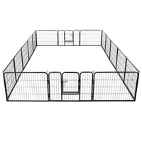 Dog Playpen 16 Panels Steel 60x80 cm Black Kings Warehouse