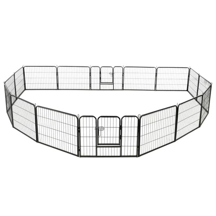 Dog Playpen 16 Panels Steel 60x80 cm Black Kings Warehouse