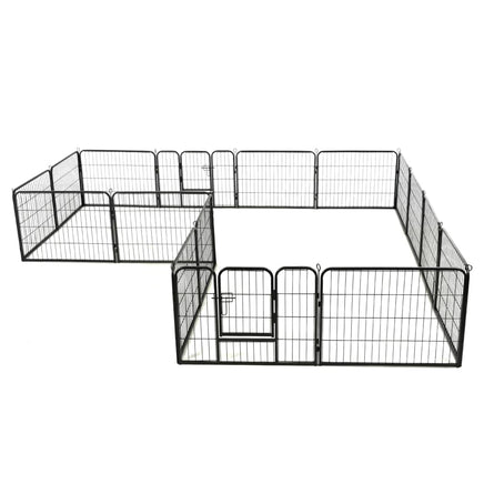 Dog Playpen 16 Panels Steel 60x80 cm Black Kings Warehouse