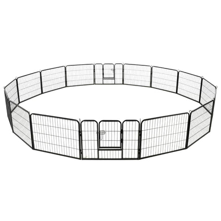 Dog Playpen 16 Panels Steel 60x80 cm Black Kings Warehouse