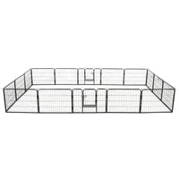 Dog Playpen 16 Panels Steel 60x80 cm Black Kings Warehouse