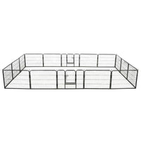 Dog Playpen 16 Panels Steel 60x80 cm Black Kings Warehouse 