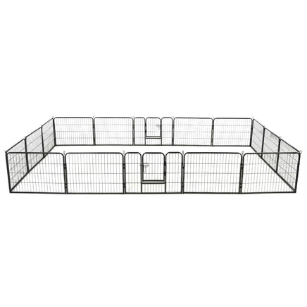 Dog Playpen 16 Panels Steel 60x80 cm Black Kings Warehouse