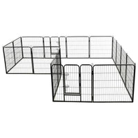 Dog Playpen 16 Panels Steel 80x80 cm Black Kings Warehouse