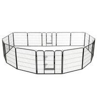 Dog Playpen 16 Panels Steel 80x80 cm Black Kings Warehouse