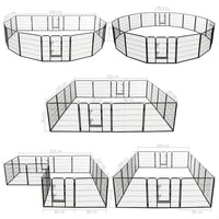 Dog Playpen 16 Panels Steel 80x80 cm Black Kings Warehouse