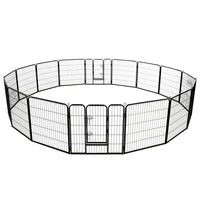 Dog Playpen 16 Panels Steel 80x80 cm Black Kings Warehouse