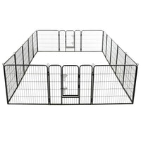 Dog Playpen 16 Panels Steel 80x80 cm Black Kings Warehouse
