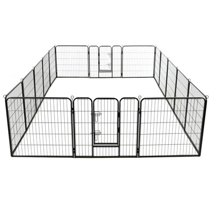 Dog Playpen 16 Panels Steel 80x80 cm Black Kings Warehouse