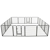 Dog Playpen 16 Panels Steel 80x80 cm Black Kings Warehouse