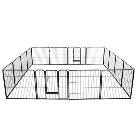Dog Playpen 16 Panels Steel 80x80 cm Black Kings Warehouse