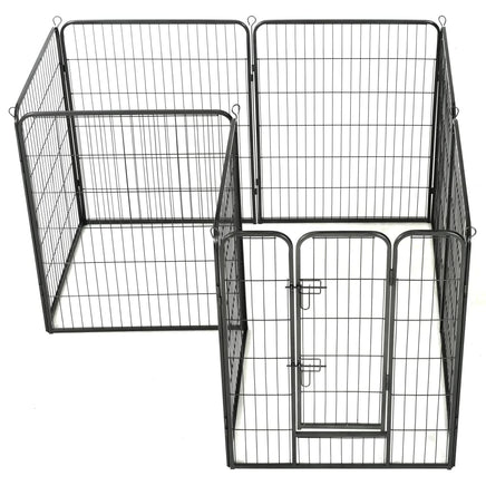 Dog Playpen 8 Panels Steel 80x100 cm Black Kings Warehouse