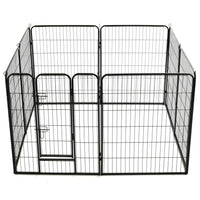 Dog Playpen 8 Panels Steel 80x100 cm Black Kings Warehouse