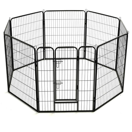 Dog Playpen 8 Panels Steel 80x100 cm Black Kings Warehouse