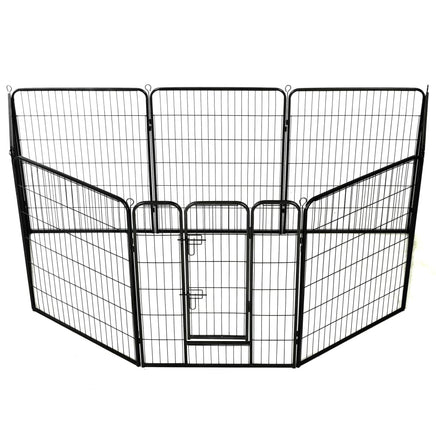 Dog Playpen 8 Panels Steel 80x100 cm Black Kings Warehouse