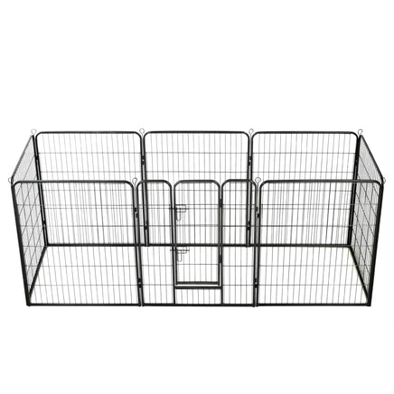 Dog Playpen 8 Panels Steel 80x100 cm Black Kings Warehouse