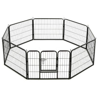 Dog Playpen 8 Panels Steel 80x60 cm Black Kings Warehouse