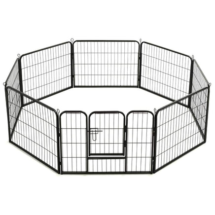 Dog Playpen 8 Panels Steel 80x60 cm Black Kings Warehouse
