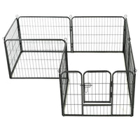 Dog Playpen 8 Panels Steel 80x60 cm Black Kings Warehouse