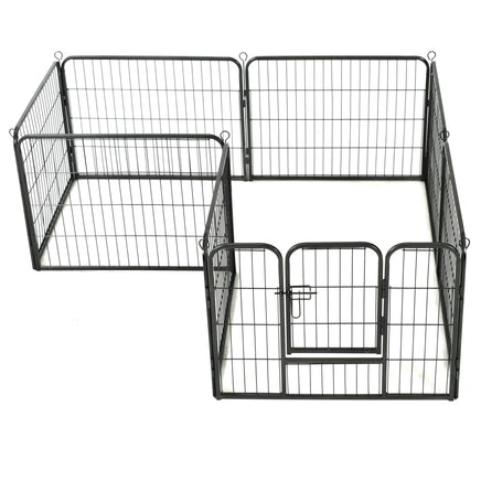 Dog Playpen 8 Panels Steel 80x60 cm Black Kings Warehouse