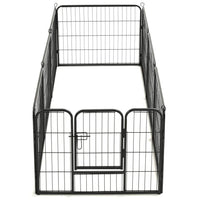 Dog Playpen 8 Panels Steel 80x60 cm Black Kings Warehouse