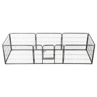 Dog Playpen 8 Panels Steel 80x60 cm Black Kings Warehouse