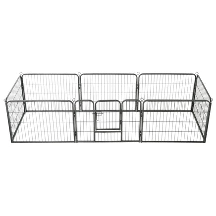 Dog Playpen 8 Panels Steel 80x60 cm Black Kings Warehouse