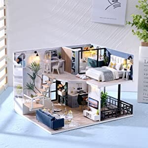 Dollhouse Miniature with Furniture Kit Plus Dust Proof and Music Movement - Cozy time (Valentine's Day Gift Idea) Kings Warehouse