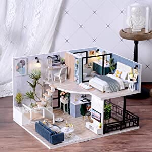 Dollhouse Miniature with Furniture Kit Plus Dust Proof and Music Movement - Cozy time (Valentine's Day Gift Idea) Kings Warehouse