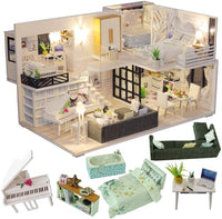 Dollhouse Miniature with Furniture Kit Plus Dust Proof and Music Movement - Happy time (1:24 Scale Creative Room Idea) Kings Warehouse