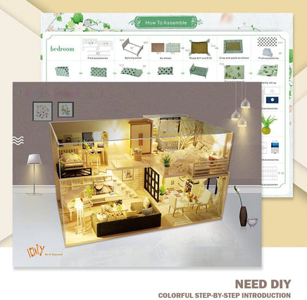 Dollhouse Miniature with Furniture Kit Plus Dust Proof and Music Movement - Happy time (1:24 Scale Creative Room Idea) Kings Warehouse