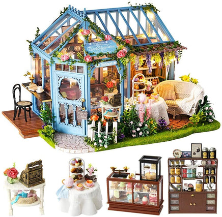 Dollhouse Miniature with Furniture Kit Plus Dust Proof and Music Movement - Rosa Garden Tea Kings Warehouse