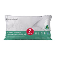 Dreamaker Allergy Sensitive Cotton Cover Pillow 2 Pack Kings Warehouse