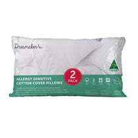 Dreamaker Allergy Sensitive Cotton Cover Pillow 2 Pack Kings Warehouse 
