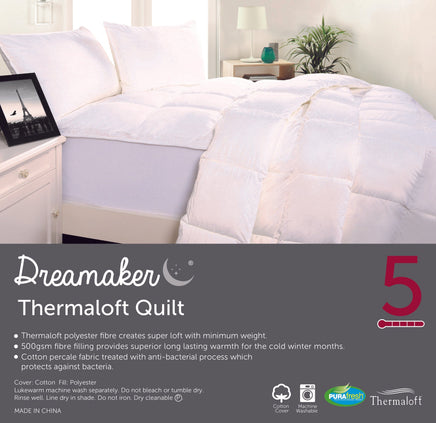 Dreamaker Thermaloft Quilt 500Gsm Double Bed Kings Warehouse