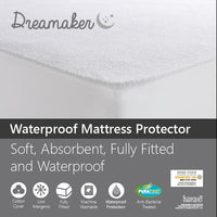 Dreamaker Waterproof Fitted Mattress Protector Single Bed Kings Warehouse