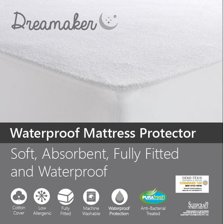 Dreamaker Waterproof Fitted Mattress Protector Single Bed Kings Warehouse